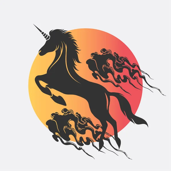 Unicorn silhouette icon logo vector, horses tattoo. — Stock Vector