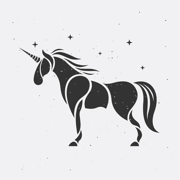 Unicorn silhouette icon logo vector, horses tattoo. — Stock Vector