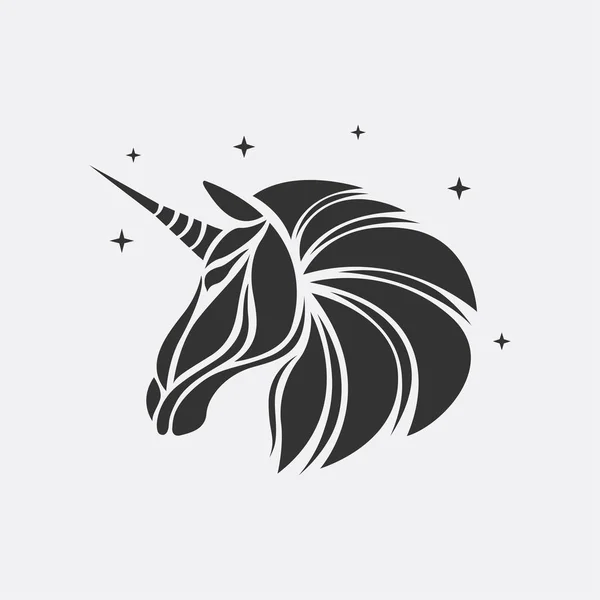 Icône de silhouette licorne vecteur de logo, tatouage de chevaux . — Image vectorielle