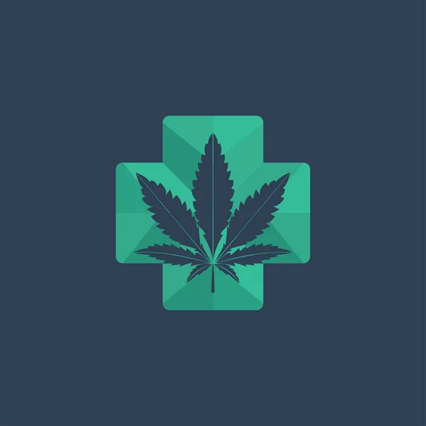 Plantilla de diseño de logotipo de vector de hoja de marihuana médica Ilustraciones de stock libres de derechos