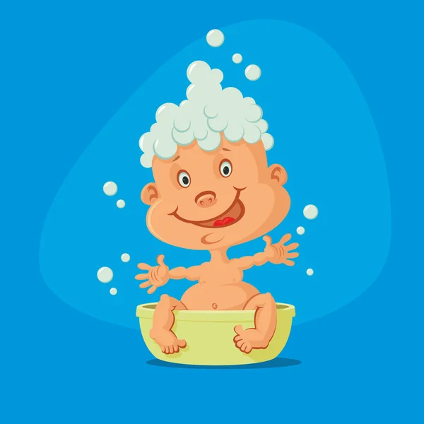 婴儿洗澡 — 图库矢量图片