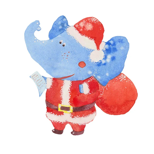 Elefant mit Weihnachtsmütze — Stockfoto