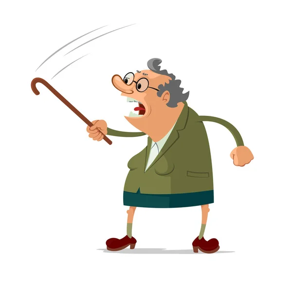Irritada velha mulher — Vetor de Stock