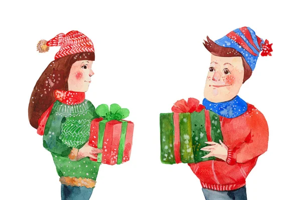 Couple with gifts — Stock Photo, Image