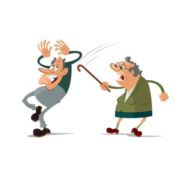 Elderly couple quarrel — Stock Vector