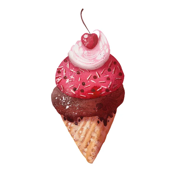 Мороженое с вишней — стоковое фото