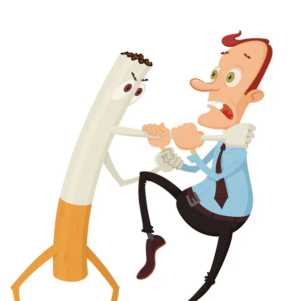 Cigarette strangling  man — Stock Vector