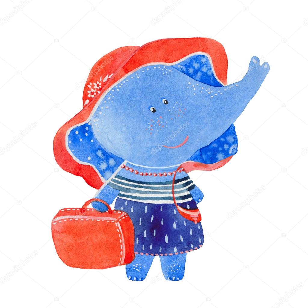 elephant with a suitcase