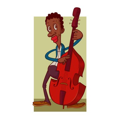 Man playing contrabass clipart