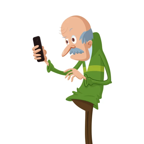 Äldre man med smartphone — Stock vektor