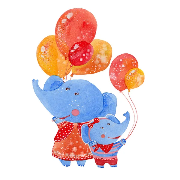 Elephants with balloons — Stock Photo, Image