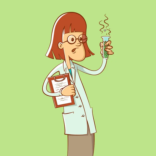 Mujer científico dibujos animados — Archivo Imágenes Vectoriales