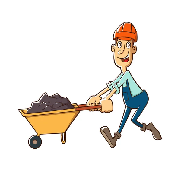 Builder  with trolley — Stock Vector