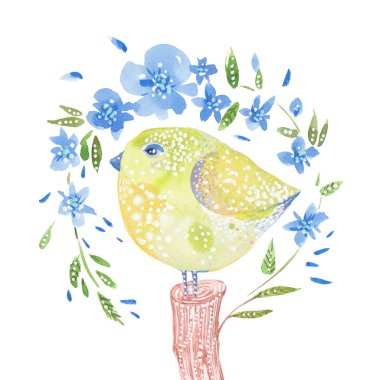 Küçük kuş kütüğün üzerinde