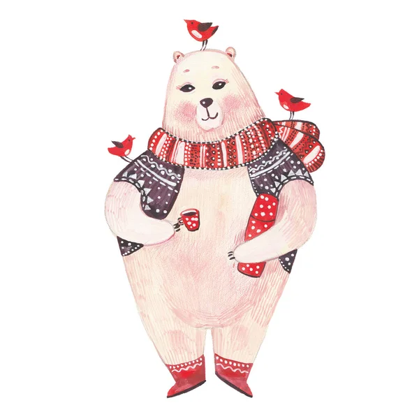 Beruang dengan burung Stok Foto