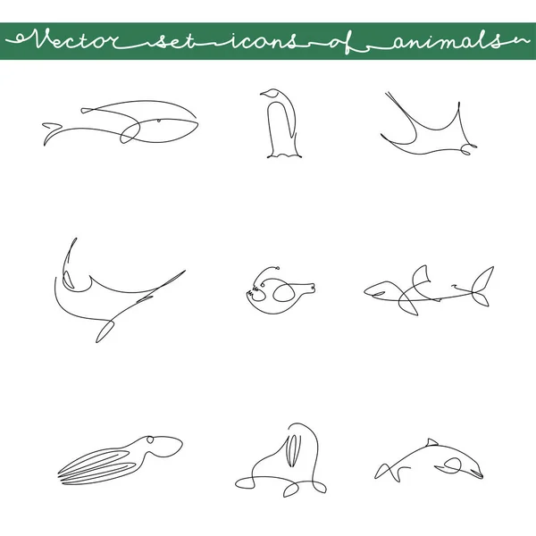 Conjunto vetorial de ícones de aves aquáticas — Vetor de Stock