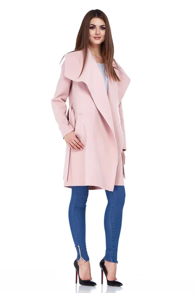Schoonheid yang vrouw Dame dragen casual stijl voor datum wol jas — Stockfoto
