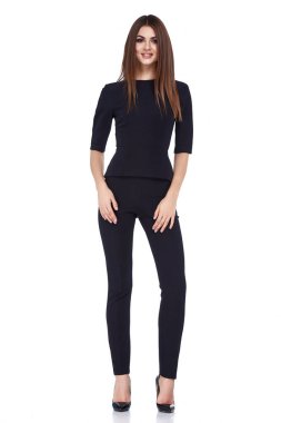 Moda stil Bayan mükemmel vücut şekli esmer saç giyimi