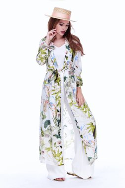 Romantik seksi güzel kadın güzel kadın esmer saç giymek lon