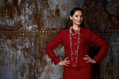 Arka plan stüdyo güzel kadın Bayan bahar sonbahar koleksiyonu 