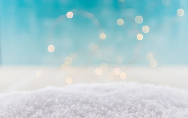 Textura de nieve con Bokeh Blue Blackground — Foto de Stock