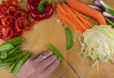 Kar bezelye dilimlenmiş görünümünü yukarıda