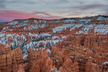 Pembe bulutlar üzerinde Bryce Hoodoos ortaya
