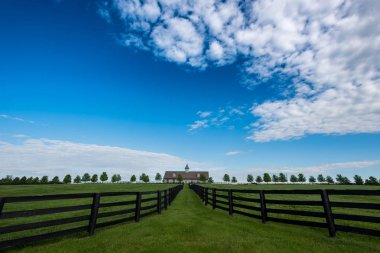 Fence Leading to Barn on Sunny Day clipart