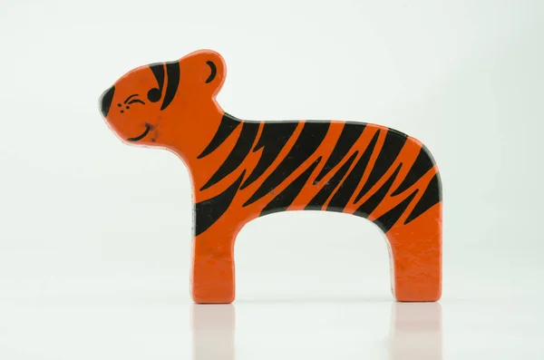 Wooden Tiger on White — Stock Photo, Image