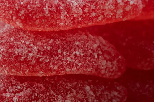 Macro de sucre sur Red Gummy Hearts empilés — Photo