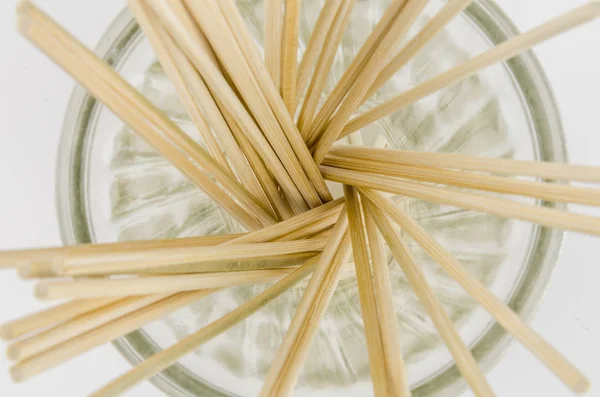 Wooden Skewers in Jar Close Up — Stock Photo, Image