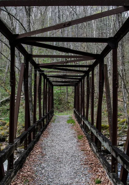 Looking Through Rusted Iron Trestle Bridge — Stock Photo, Image