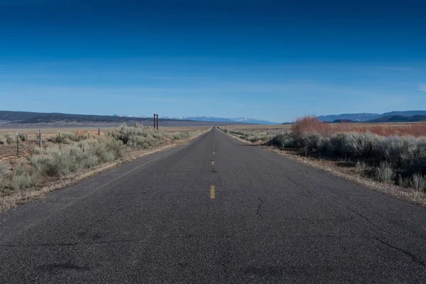 De pé no violino de Desert Road e Blue Sky — Fotografia de Stock