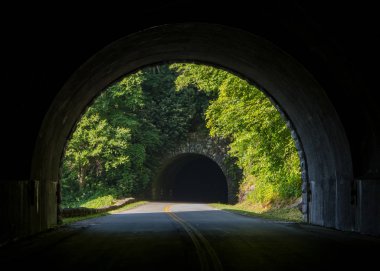 Blue Ridge Parkway içinde ikiz tünellerle