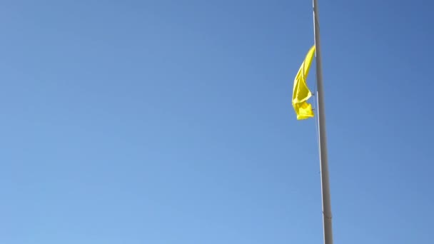 Een gele vlag die aangeeft het tij wellicht te ruw voor zwemmen vliegen langs de Florida Gulf Coast — Stockvideo