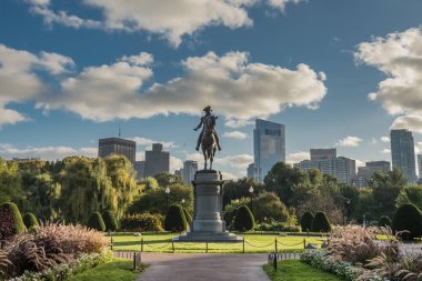 Washington Statue and Boston Skyline clipart