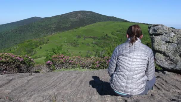 Diapositive Gauche Moyen Derrière Femme Sur Jane Bald Rocks — Video