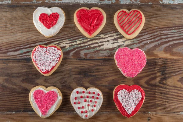 Square of Decorated Heart Cookies with Empty Space — Stock Photo, Image