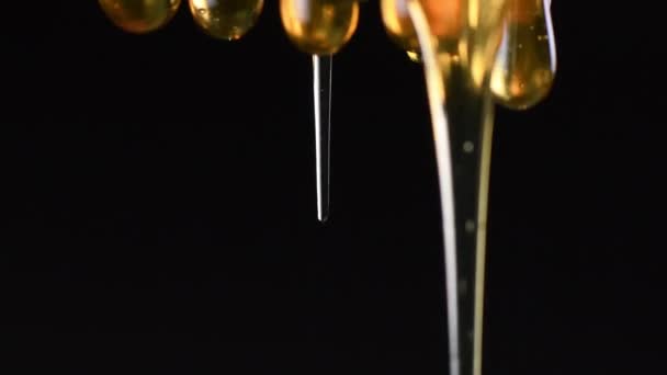 Strings Honey Drips Black Background — Stock Video