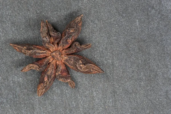 Single Star Anise on Slate With Copy Space  on slate cutting board to Right