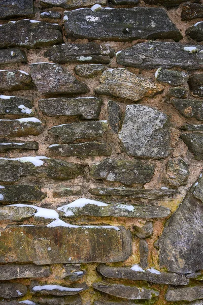 Pared de piedra con textura de nieve —  Fotos de Stock