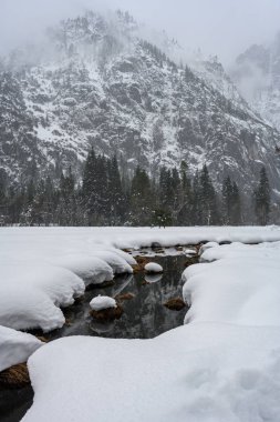 Yosemite Vadisi 'nde Derenin Kar Kaplamaları