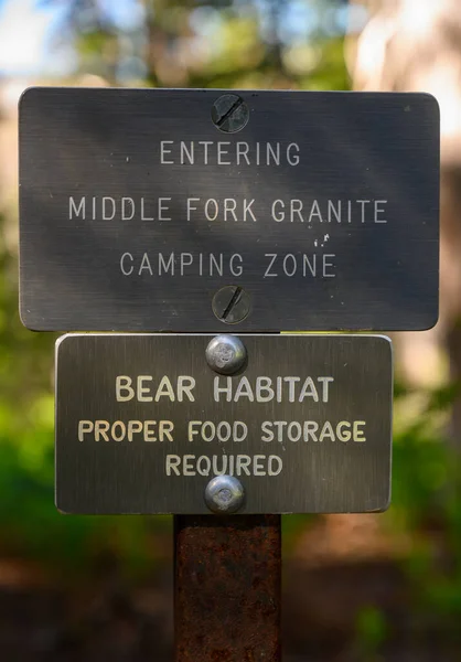 Middle Fork Granite Camping Zone Sign — Stock Photo, Image