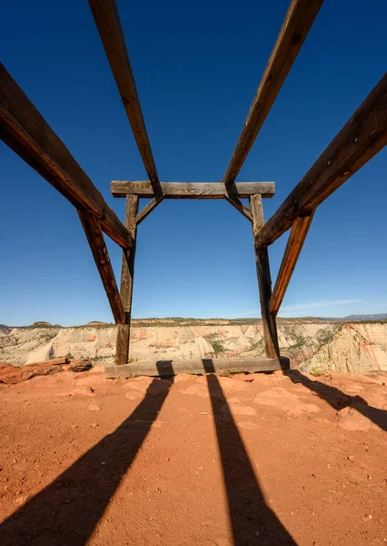 Deep Blue Sky Cable Mountain Structure Sion — Stock fotografie