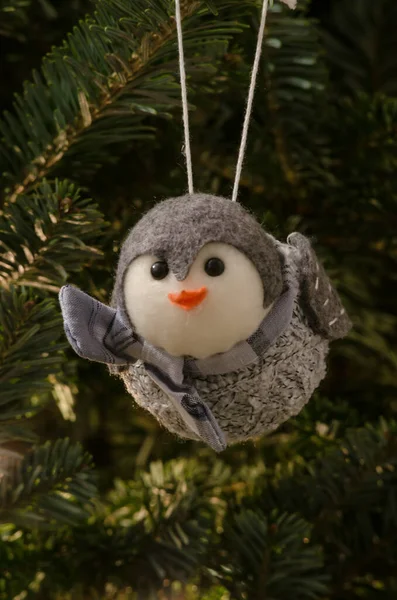 Felt Owl Ornament Christmas Tree — Stock Photo, Image