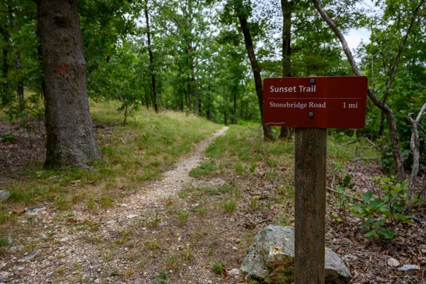Sunset Trail Sign Path Hot Springs National Park — Stock Photo, Image