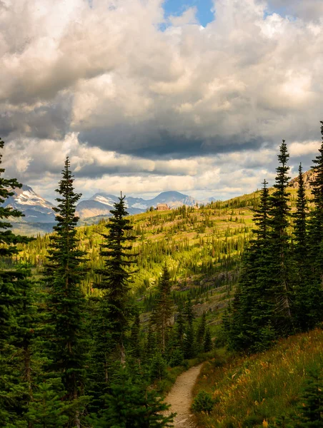 Gránit Park Chalet Nézett Keresztül Fenyőerdő Montana Hegyek — Stock Fotó