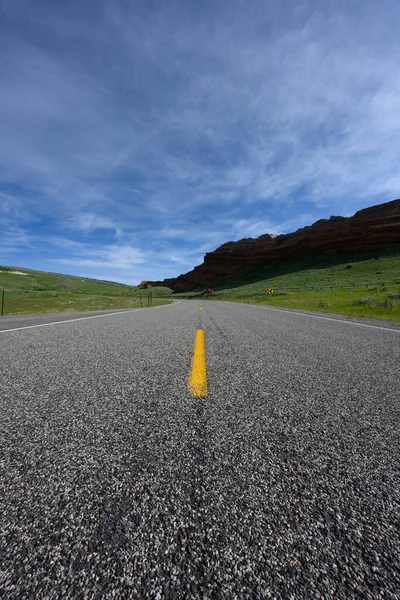 Road Fades Distance Jour Été Dans Wyoming — Photo