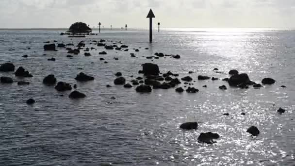 Sunlight Glistens Boat Channel Florida Keys — Stock video