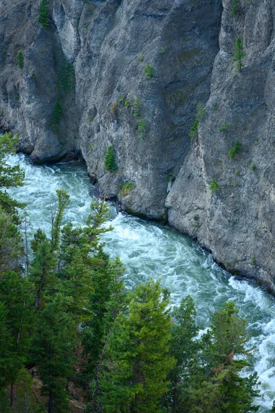 Canyon Walls Γραμμή Γρήγορη Κίνηση Yellowstone Ποταμού Στο Γουαϊόμινγκ — Φωτογραφία Αρχείου